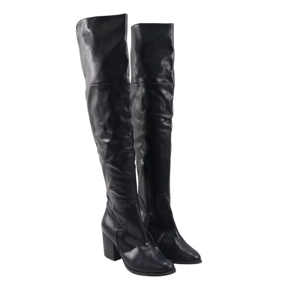 bp Shoes - 🔥NEW BP. Luke Over the Knee Boots Side Zip Faux Leather Heeled, Black, 7M US🔥